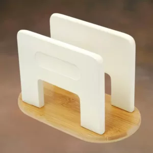 Creative Home Stained in Off White Natural Bamboo Napkin Holder Table Tissue Holder Kitchen Towel Dispenser