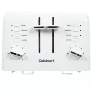 Cuisinart Compact 4-Slice White Wide Slot Toaster with Crumb Tray