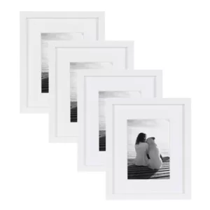 DesignOvation Gallery 8 in. x 10 in. Matted to 5 in. x 7 in. White Picture Frame (Set of 4)