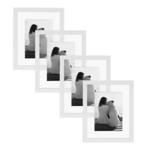 DesignOvation Gallery 8x10 Float White Picture Frame (Set of 4)