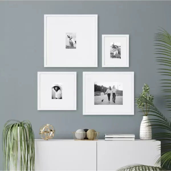 DesignOvation Gallery 17 in. x 17 in. matted to 4 in. x 6 in. White Picture Frame