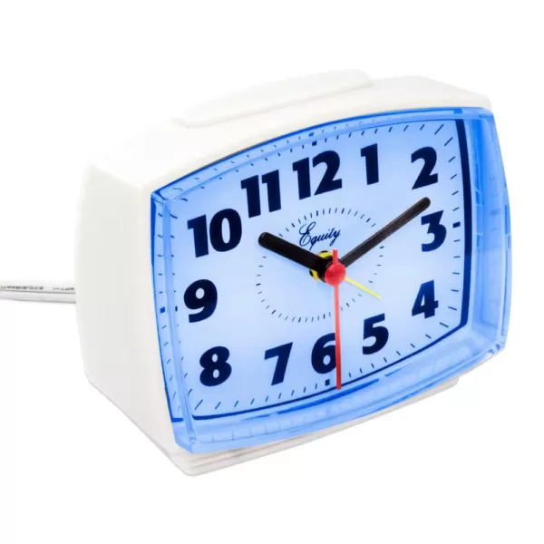 Equity by La Crosse 3 in. Tall Electrical Analog White Alarm Clock with backlight