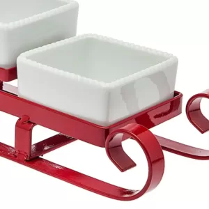 Godinger Metal Santa Sleigh and 3-Piece Relish Bowl