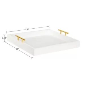 Kate and Laurel Lipton 16 in. x 16 in. x 3 in. White/Gold Decorative Wall Shelf