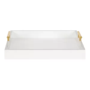 Kate and Laurel Lipton 16 in. x 16 in. x 3 in. White/Gold Decorative Wall Shelf