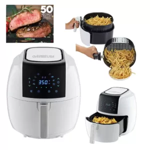 GoWISE USA 8-in-1 5.8 Qt. Touch Screen White Air Fryer with Recipe Book