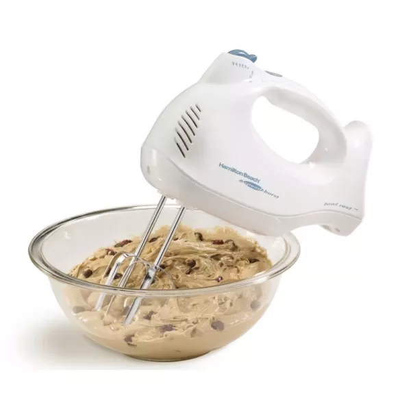 Hamilton Beach 6-Speed White Hand Mixer with Snap On Case