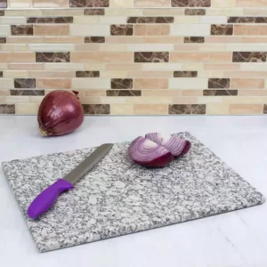 Home Basics 12 in. x 16 in. Granite Cutting Board in White