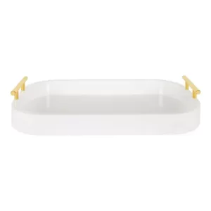 Kate and Laurel Lipton 18 in. x 3 in. x 10 in. White Decorative Rectangle Tray