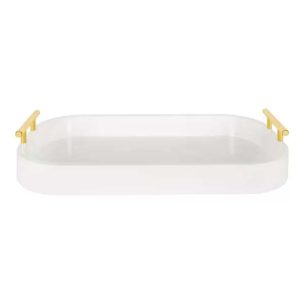 Kate and Laurel Lipton 18 in. x 3 in. x 10 in. White Decorative Rectangle Tray