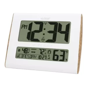 La Crosse Technology Digital Atomic Faux Wood Sided Wall Clock with Temperature and Indoor Humidity