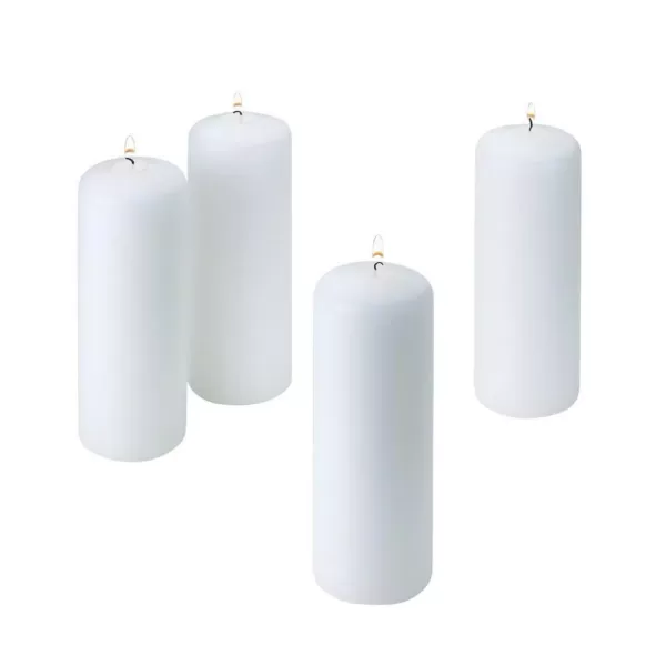 Light In The Dark 2 in. Wide x 6 in. Tall Unscented White Pillar Candle (Set of 4)