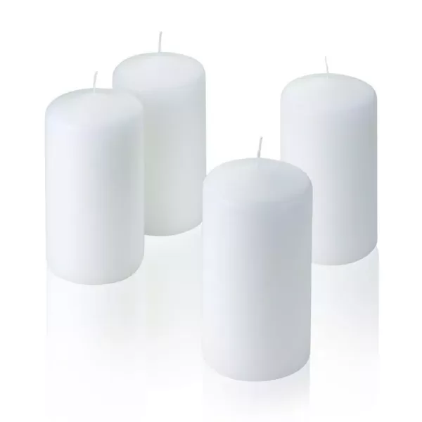 Light In The Dark 6 in. Tall x 3 in. Wide Unscented White Pillar Candle (Set of 4)