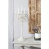 LITTON LANE Tall Vintage White Metal Candelabra with Scrolled Arms