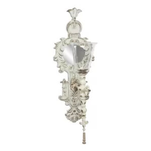 LITTON LANE Distressed White Ornate Candle Sconce