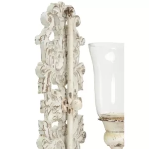 LITTON LANE Distressed White Acanthus Candle Sconce