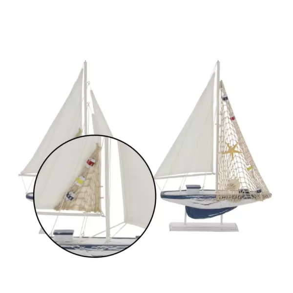 LITTON LANE Sailing Boat Wooden Sculptures (Set of 2)