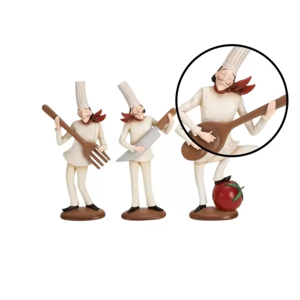 LITTON LANE 14 in. Polystone Musician Bistro Chef Decors (Set of 3)