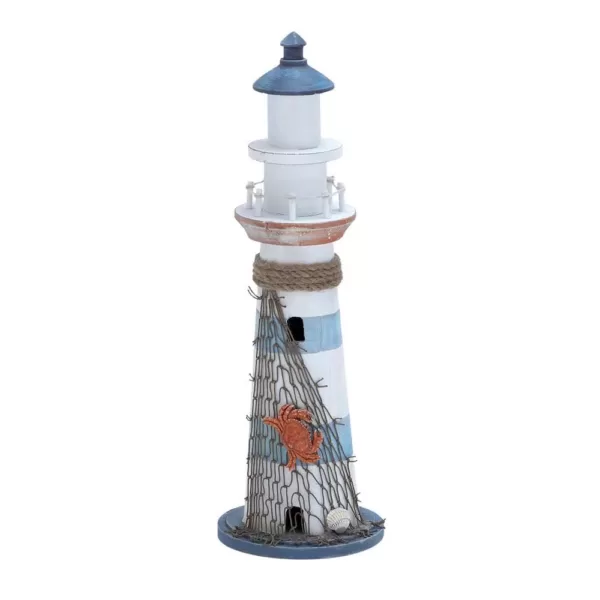 LITTON LANE 6 in. x 16 in. Coastal Living White Wooden Lighthouse