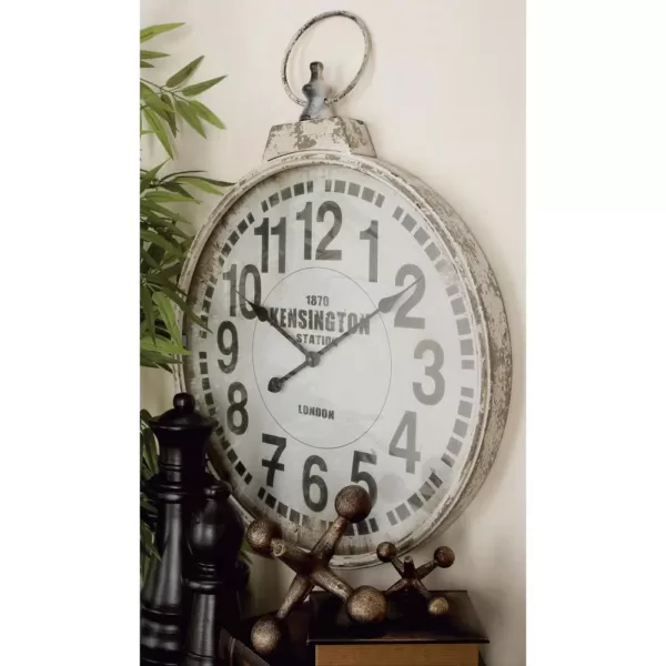 LITTON LANE 32 in. x 24 in. London Inspired Antique Round Wall Clock