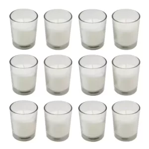 LUMABASE Candles (15 Hours) in Clear Glass Votives 12-Count