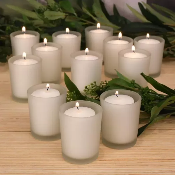 LUMABASE 12 Candles (15 Hours) in Frosted Glass Votives