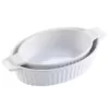 MALACASA 2-Piece White Oval Porcelain Bakeware Set 9.5 in. and 11.25 in. Baking Dishes