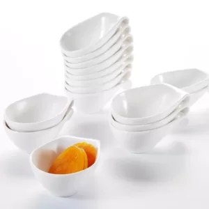 MALACASA 3.75 in. White Porcelain Ramekins Souffle Dishes Serving Bowls (Set of 16)