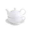 MALACASA White Porcelain Teapot 11 Ounce Tea for One Set 1 Piece Teacup and Saucer