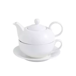 MALACASA White Porcelain Teapot 11 Ounce Tea for One Set 1 Piece Teacup and Saucer