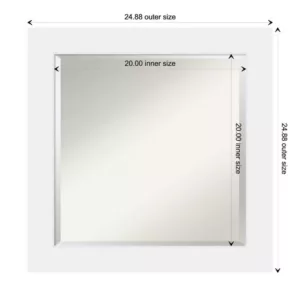 Amanti Art Corvino 25 in. W x 25 in. H Framed Square Beveled Edge Bathroom Vanity Mirror in White Matte