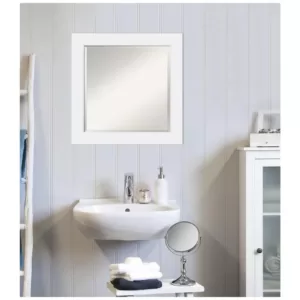 Amanti Art Corvino 25 in. W x 25 in. H Framed Square Beveled Edge Bathroom Vanity Mirror in White Matte