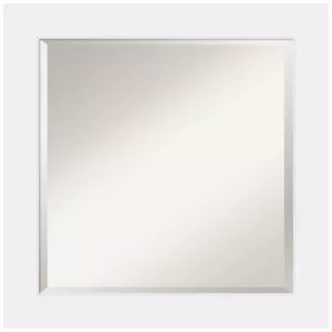 Amanti Art Corvino 25 in. W x 25 in. H Framed Square Beveled Edge Bathroom Vanity Mirror in White Matte