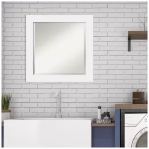 Amanti Art Corvino 25 in. W x 25 in. H Framed Square Beveled Edge Bathroom Vanity Mirror in White Matte