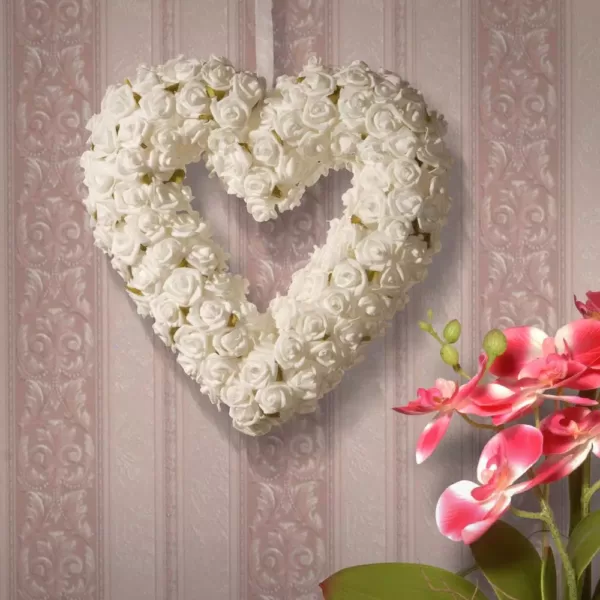 National Tree Company 9.5 in. Cream Rose Heart