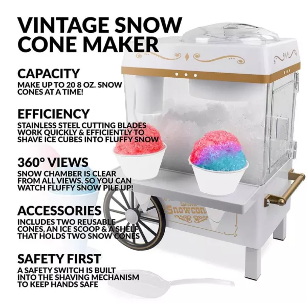 Nostalgia 160 oz. Snow Cone Maker in White with Reusable Cones