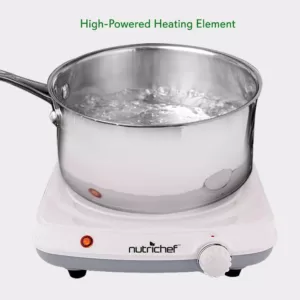 NutriChef White Electric Countertop Burner - Buffet Hot Plate Burner with Adjustable Temperature