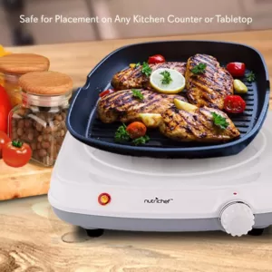 NutriChef White Electric Countertop Burner - Buffet Hot Plate Burner with Adjustable Temperature