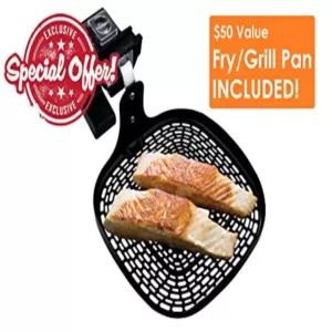 Ovente 3.2 Qt. White Air Fryer Grill Pan and Non-Stick Frying Basket Auto Shut-Off 6 Cooking Presets Touch Sensor