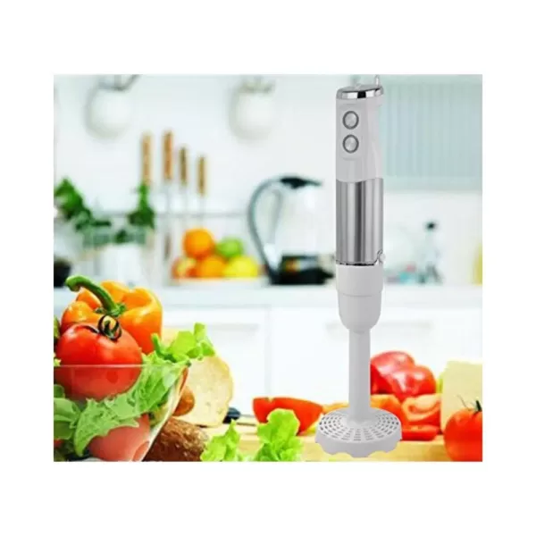 Ovente 6-Speed Hand Blender Potato Masher Attachment, White