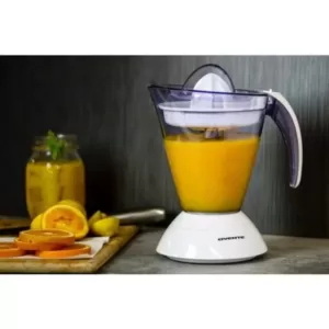 Ovente 25-Watts 34 oz. Capacity White Electric Citrus Juicer 2 Auto-Reversing Cones Pressure