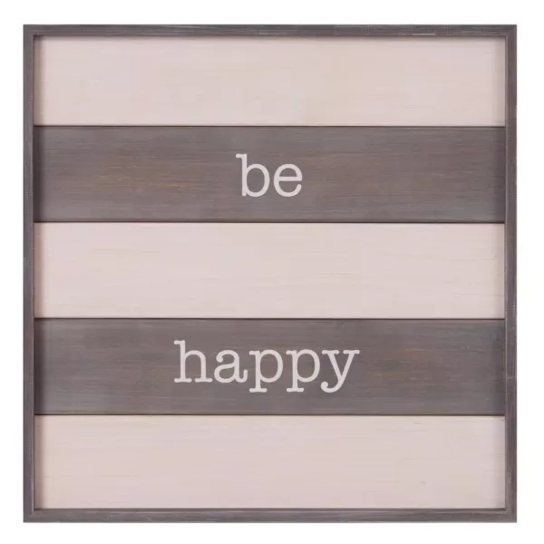 Pinnacle Be Happy Wood Plank Decorative Sign