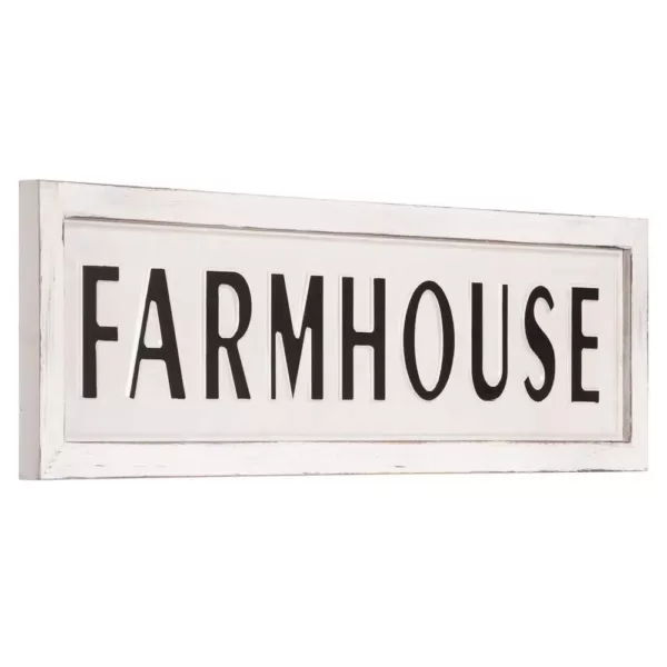 Pinnacle 11 in. x 38 in. Rustic White Farmhouse Tin Enamel Decorative Sign