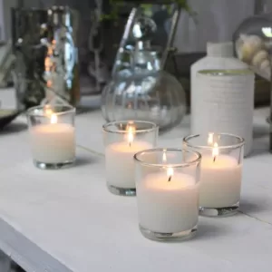 Stonebriar Collection White Unscented Filled Glass Votive Candles (Set of 48)