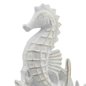 Stonebriar Collection 6 in. x 8 in. White and Gold Cast Iron Seahorse Door Stopper