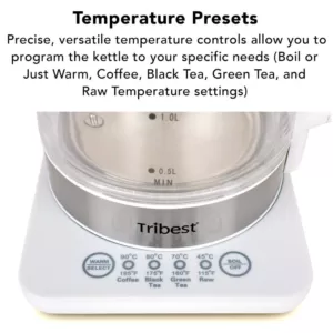 Tribest 6-Cup White Raw Tea Kettle