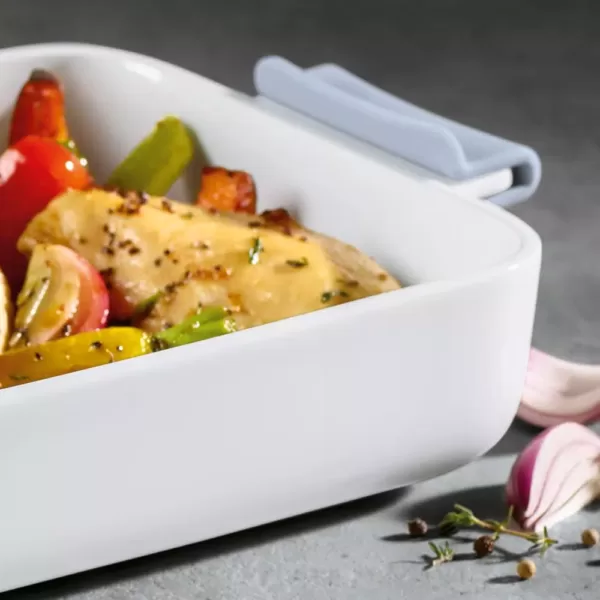 Villeroy & Boch Clever Cooking 4-Piece 11.75 in. Rectangular Casserole Set with Silicone Lid and Handles