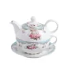 MALACASA Porcelain Tea Pot Set for One 11 Ounce Teapot 1 Piece Teacup and Saucer Set