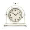 Zentique Vintage White Metal Hinged Bird Table Clock