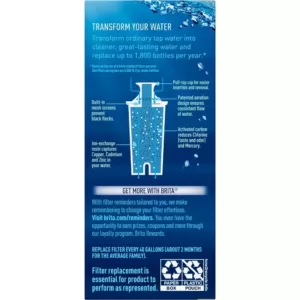 Brita Replacement Water Filter Cartridge for Water Pitcher and Dispensers, BPA Free